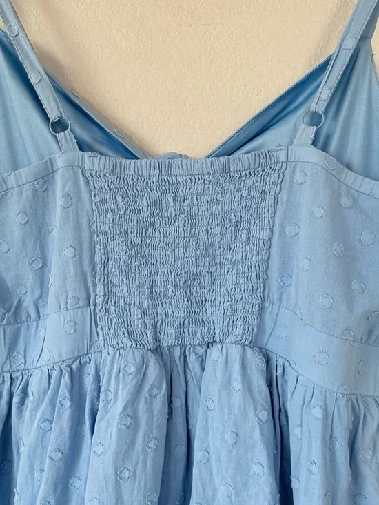 TORRID 1 Mini Embroidered Challis Tie Front Skater Pocket Dress Blissful Blue 1X - Picture 7 of 15